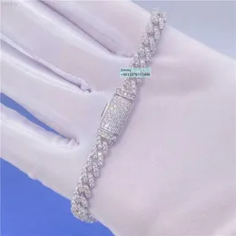 6mm Moissanite Hip Hop Iced Jewelry 925 Sterling Silver Prong Setting Vvs Bracciale a catena a maglie cubane