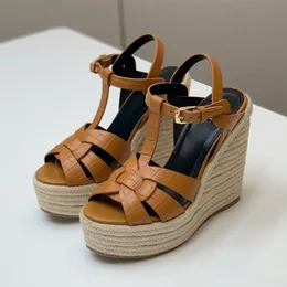 Sandálias clássicas sapatos de verão quente última moda mesa de água grossa sapatos femininos de salto alto 12,5 cm de salto alto couro envernizado feminino sandália casual sapato de fábrica 35-41