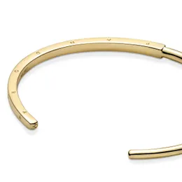 Pulseira feminina com pulseira aberta ID exclusiva de joias - banhada a ouro 14k