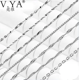 Whole Whole 100 Real Pure chain 925 Sterling Silver necklace Waterwave box blade for women top quality Fine Jewelry1334771