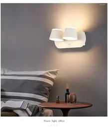 Wall Lamp Bedroom Bedside LED Living Room Background Rotatable Double-sided Luminous Light Decor For