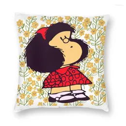 Kudde cool mafalda och blommor fyrkantiga kast fall heminredning 3D tryckt Argentina manga quino tecknad täckning för bil