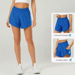 LU LU LEMONS Yoga-Shorts mit hoher, gefütterter Leibhöhe, schnell trocknend, schnelles Gewebe, weiches Innenfutter, schweißableitende Laufshorts, 5 Zoll lang