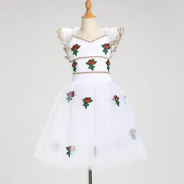 ステージウェアプロのホワイトガールズバレエドレスパフォーマンス衣類の子供の子供向けロマンチックなチュチュスコンペティションバレリーナスカート