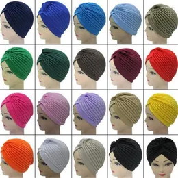 Scarves Bohemian Women Turban Hat Stretchy Hijab Cotton Cross Muslim Caps Headscarf Knot Twist India Lady Chemo Cap Head Wrap