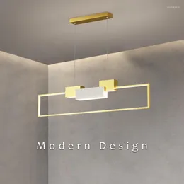 Pendant Lamps Modern LED Ceiling For Dining Room Kitchen Living Rectangular Design Chandelier Smart Remote Luster Hanging LampPendant