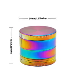 Toppuff Rainbow Dazzle Color 4 Layer Metal Herb Zinc Alloy Tobacco Grinder Diameter 50mm/1.97 "Crusher with Pollen Catcher