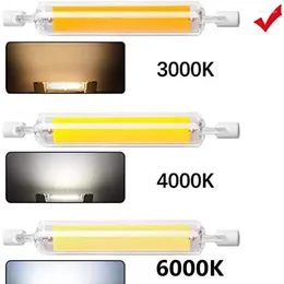 Szklana rurka Cob R7S Lampa LED 15 W 30W 50 W 78 mm 118 mm Light Bulb.