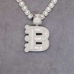 أزياء المجوهرات المثلجة B الحرف المعلقات الأولية 925 Sterling Silver VVS Moissanite Diamonds معلقات المجوهرات الراقية للرجال