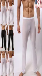 Men039s Pants Sexy Lingerie Long Johns Thermal Mesh Sheer Seethrough Underwear US1930488