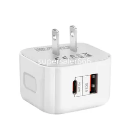 20W snabb snabb laddare typ C PD USB-C Väggladdare Dual Ports EU US UK Power Adapter för iPhone 11 12 13 14 15 Samsung Huawei Xiaomi S1 med låda