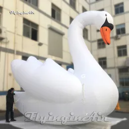 Stately Large White Inflatable Swan Balloon Animl Model Red Bill And Long Neck For Concert Stage Decoration