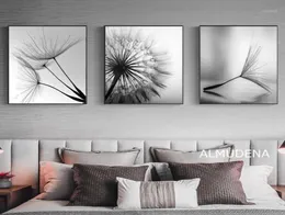 Dipinti di tarassaco fiore tela pittura moderna nero bianco immagini d'arte per la decorazione domestica soggiorno astratto poster da parete no6120611