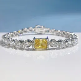 Pulseira de pulseira de diamante topázio da moda 100% real 925 Bracelets de casamento de prata esterlina para mulheres presentes de jóias de noivado de noiva