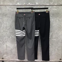 Herrenanzüge Frauen Lange Gestreifte Qualität Design Anzug Hose Mode Koreanische Hosen Männer Hoher Knopf Lässige Baumwolle