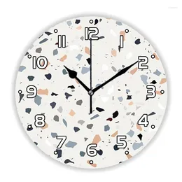 Wall Clocks Minimalist Natural Stones Granite Terrazzo Marble Clock Watch For Living Room Modern Limestone Concrete Texture Art