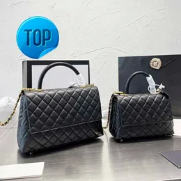 22Ss Women Flap Co Handle Tote Bag High Quality Calfskin Caviar Black Designer Bags Handbag Gold Hardware With Leather Chain Cross Bodyk
