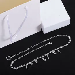 Golden Micro Inlays Crystal Tassel Necklaces Letter Inlaid Diamond Clavicular Necklace Bracelet Designer Jewelry Women Accessories Gifts XMN11 --03