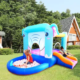 Elephant Theme Castle Park Inflatable Bounce House with Slide and Ball Pit for Kids Toddlers Jumping Jumper Indoor Outdoor Play Small Gifts Toys Moowalk Playhouse