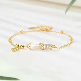 Link Armbänder Anmutige chinesische Kultur Armband Charme Zirkon Pave CZ Jade Armreif für Frauen Mädchen Modeschmuck Golden 2023