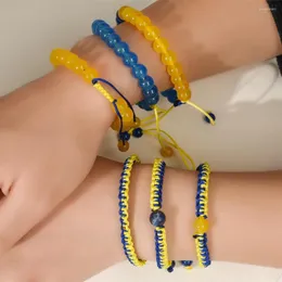 Strand Trendy Ukraine National Flag Bracelets Handmade Natural Stone Beads Charm Bracelet Yellow Blue Ukrainian Patriotism Pride