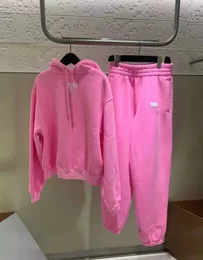 Aexand Wang Designer Hoodie Women Hoodies Sportwear Cotton Plush Sweatshirts Men Pink Pollover Us Size S-XL