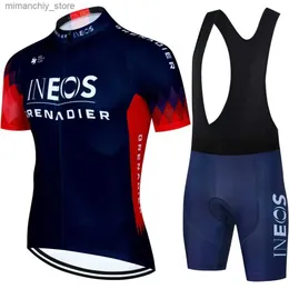 Cykeltröja sätter mäns cykeldräkt man cyc jersey vår sommar triatlon ineos tricuta cykelkläder sätter 2024 enhetlig professionell skjorta mens q231107