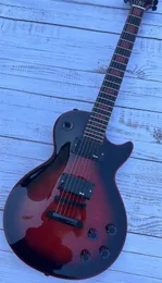 Guitarra elétrica personalizada, caston de flor grande vermelha, captador EMG preto, acessórios pretos, pacote relâmpago