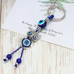 Keychains lanyards l Evil Eye Key Chain Owl Hanging Decor Handcraft Ring Lycka till nyckelchain Devil Blue Eyes Car Pendant Bag Charm Drop Amwnq