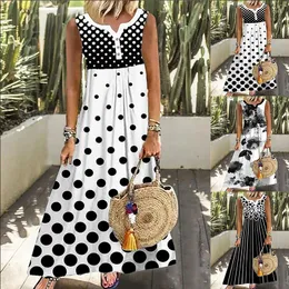 Vestidos casuais Mulheres botão Botão Sexy Vintage Hole Maxi Vestido grande grande tanque de colete de verão Festa elegante longa