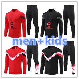 2022 2023 AC Milans Tracksuit Mens Kids 축구 저지 키트 축구 세트 22 23 24 Milans Tuta Football Training Suit Tracksuits 재킷 Chandal Futbol Surgetement