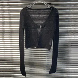 Cardigan en tricot pour femme 2023 Automne Mode Boucle de ceinture Slim Fit Col en V Pull à manches longues de haute qualité Laine mélangée Topr Y2K