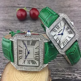 Luxe Hoge Kwaliteit Casual Diamanten Horloges Vierkante Designer Vrouwen Heren Horloge Mode Lederen Band Quartz Sport Klok Erkek Kol S280a