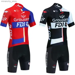 Cykeltröja sätter Black FDJ Cycling Jersey Bike Shorts Set Men Women 20d Gel Team Pro Ropa Ciclismo Bicyc Maillot Culottes Kläder Uniform Q231107