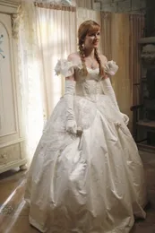 Bajkowa suknia balowa średniowieczna sukienka ślubna 2023 Fantasy Off ramiona Ivory Renesansowe gotyckie sukienki ślubne Big Bow Lace Bride Princess Vestido de noiva