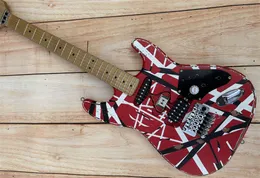 Guitar Electric Guitar Relic Pizza Floyd Rose Vibrato Bridge, Red Frank 5150, luz branca e preta, Edward Eddie