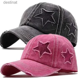 Berets Y2K Washed Denim Star Baseball Cap Vintage Unisex Cotton Sport Hat Outdoor Soft Top Breathable Versatile Sunshade Caps Women MenL231106