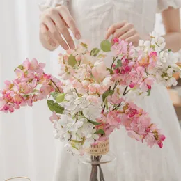 الزهور الحريرية الاصطناعية ساكورا الكرز أزهار ترتيبات زهرة وهمية للمنزل الزفاف