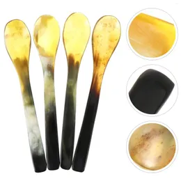 숟가락 4 PCS Horn Spoon Cocktail Stirrers Soup Scoop Cake Ox Coffee Horns Scoops Baby Stureming Golden