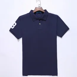 メンズポロトップTシャツ半袖Tシャツ大型またはポニーサイズS-2XLマルチカラー刺繍クラシックビジネスカジュアルコットン