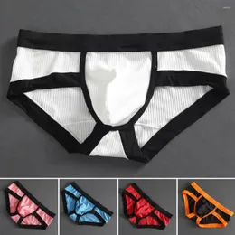 Underpants Men Briefs BuLifting Big Pouch Low Rise Elastic Close Fit Underwear Sexy Contrast Color Sweat Absorption Panties