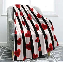 Blankets Love Heart Blanket Red Throw Stripe Sherpa Flannel Soft Warm Plush For Kids Girls Bed