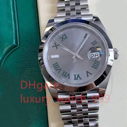 41 ミリメートル男性腕時計自動機械式男性ビジネス腕時計男性用ステンレス鋼ケースストラップ Montre de Luxe 品質クラシックグリーンローマ数字ダイヤル 126300