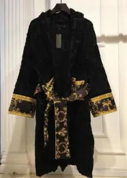 Schwarze Robe Langarm Pyjamas Buchstaben Geprägte Bademantel Damen Herbst Winter Baumwolle Roben Hause Kleidung Nachtwäsche