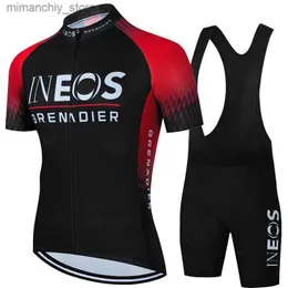 مجموعات ركوب الدراجات لركوب الدراجات في Bicyc Cyc Jersey Spring Summer Men Cycling Cycling مع Gel Bib Ineos Road Pike Suity Mtb Ma Set Sportswear Man Q231107