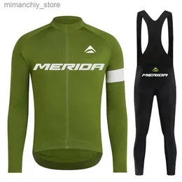 Cycling Jersey Sets Merida Spring /Autumn Long Seve Cycling Jersey Set 2022 Bike Cycling Suits Mountian Bicyc Cycling Clothing Ropa Ciclismo Q231107