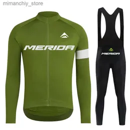 Conjuntos de camisa de ciclismo Merida Primavera / Outono Long Seve Conjunto de camisa de ciclismo 2022 Ternos de ciclismo de bicicleta Mountian Bicyc Roupas de ciclismo Ropa Ciclismo Q231107