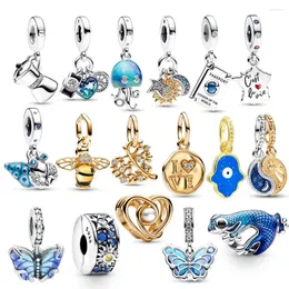 Charms 2023 Sommer Herz Kompass Triple Dangle Charm für Original Moment Armband Reisepass Anhänger DIY Schmuck