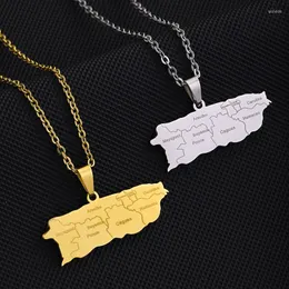 Chains Country Map Flag Necklace Puerto Rico And City Name Pendant Necklaces Gold Color/Silver Color PR Ricans Jewelry Gifts