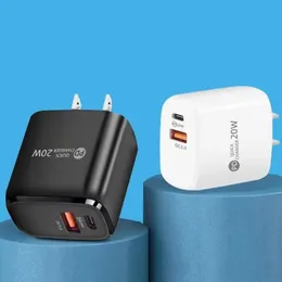 Быстрая быстрая зарядка 20W USB C PD Тип C Wall Charger Eu US UK Power Adapters для iPhone 13 14 15 11 12 Samsung Xiaomi Android Phone